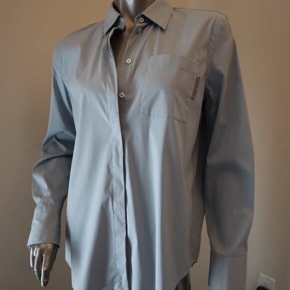 Brunello Cucinelli Monili Blouse Button Down Shirt Top Monili Tab Size Medium - Picture 2 of 8
